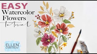 EASY Watercolor Fall Flowers tutorial