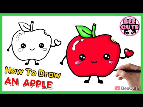 วาดรูปแอปเปิ้ล วาดง่ายๆ สวยๆ น่ารักๆ | วาดภาพและระบายสีผลไม้ แอปเปิ้ล | How to draw an Apple easy