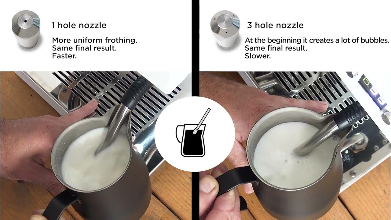 TIP - FROTHING MILK WITH 1 AND 3 HOLE NOZZLES - STEEL DUO 