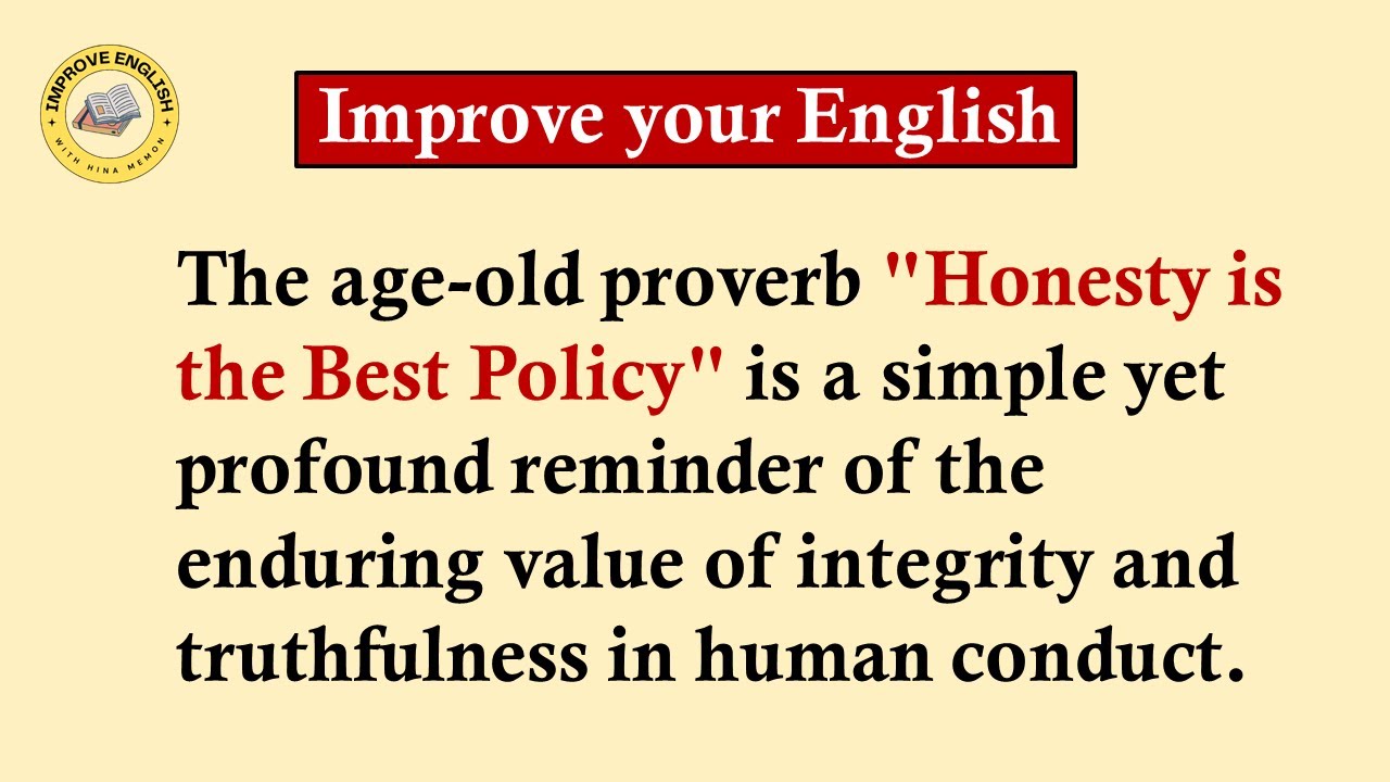 Honesty is the Best Policy | IMPORTANCE OF HONESTY IN LIFE | Improve ...