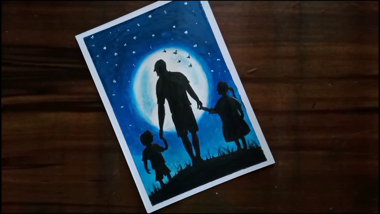 Happy father's day | moonlight | oil pastel drawing ...
