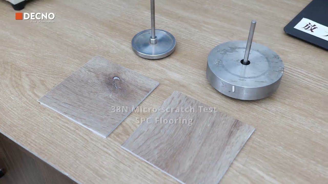 38N micro-scratch test for SPC flooring, close to real life!