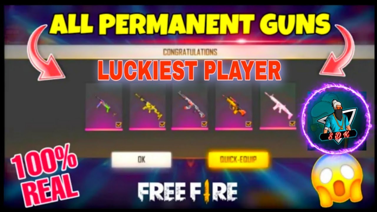 Luckiest Player in Free Fire || All Guns Permanent In 1 Crate || Free Fire - SDK FF