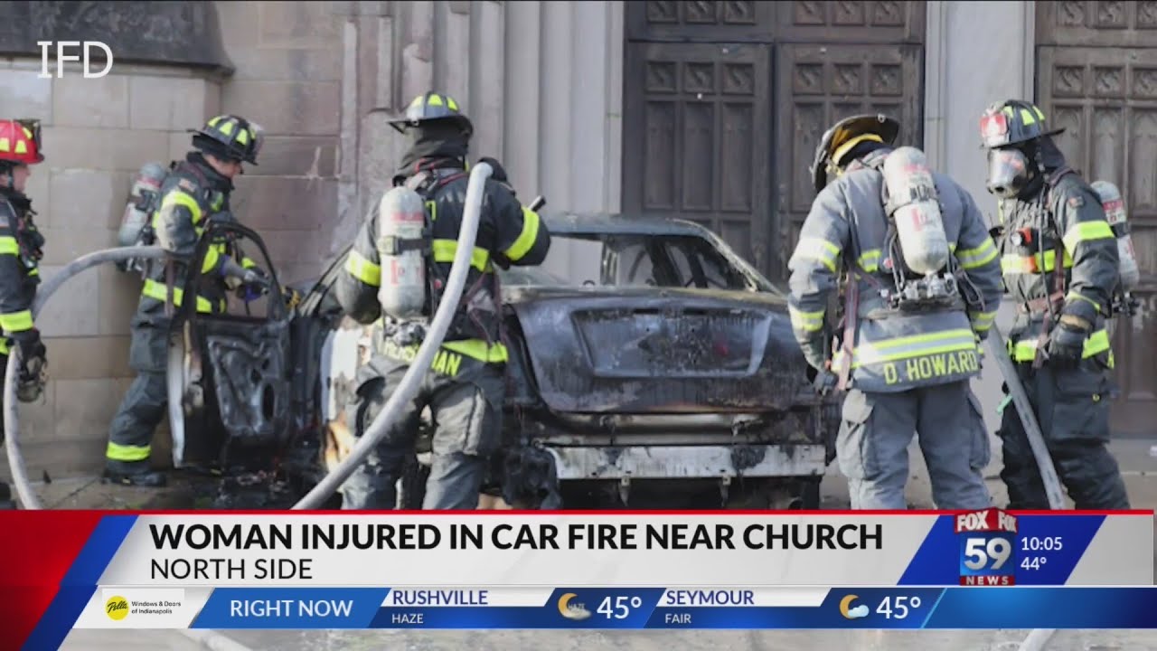 Car crashes into church, fire starts - YouTube