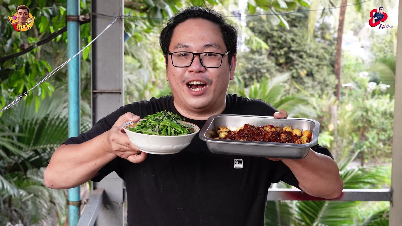 Spicy Quill Egg with Fish Sauce & Stir Fry Spinach.....🤧🍳 - The Cooking Show with Ko Chak Gyi