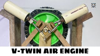 Homemade V - Twin air engine || compressor air engine