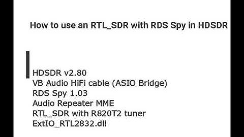 How to use an RTL_SDR with RDS Spy in HDSDR