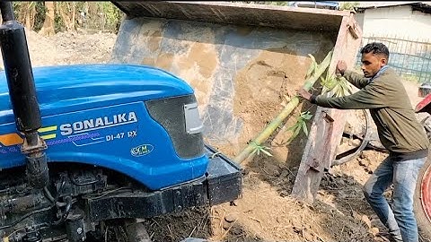 JCB 3DX Eco Loading Mud with mahindra 575 sonalika DI 47 RX and yuvo 575