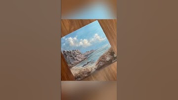Beautiful Landscape / Seascape with Oil Painting | Sky, Clouds, Rocks, Sea & Grass | Simple & Easy