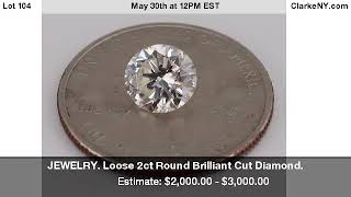 JEWELRY Loose 2ct Round Brilliant Cut Diamond