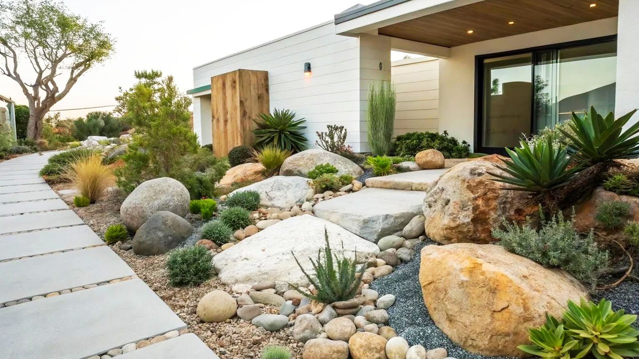 LOW MAINTENANCE ROCK GARDEN DESIGN IDEAS | BEAUTIFUL BACKYARD ROCKS GARDEN LANDSCAPING FOR LESS CARE