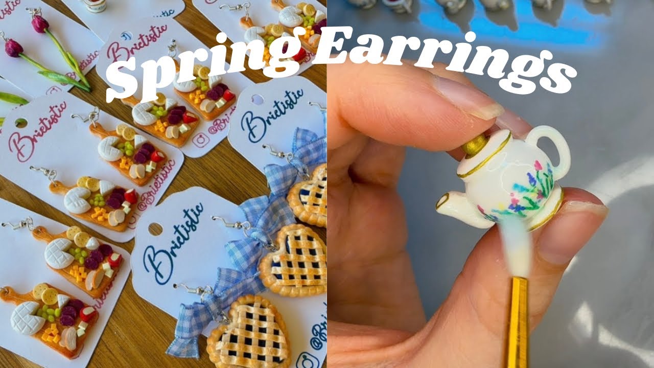 Sculpting New Clay Earrings For My Etsy & Shopify Store! (Spring Launch)