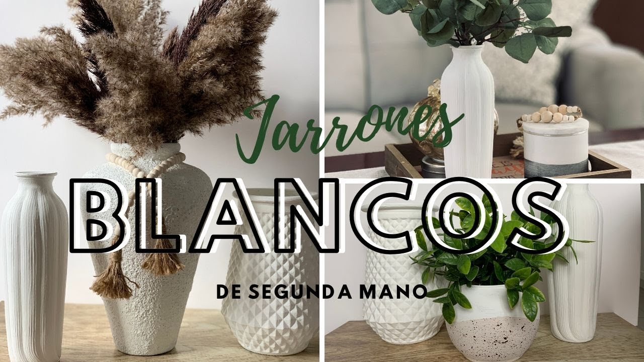 Jarrones blancos para decoración rústica del hogar, jarrones blancos para  plantas de interior, jarrones blancos para decoración, jarrón blanco con