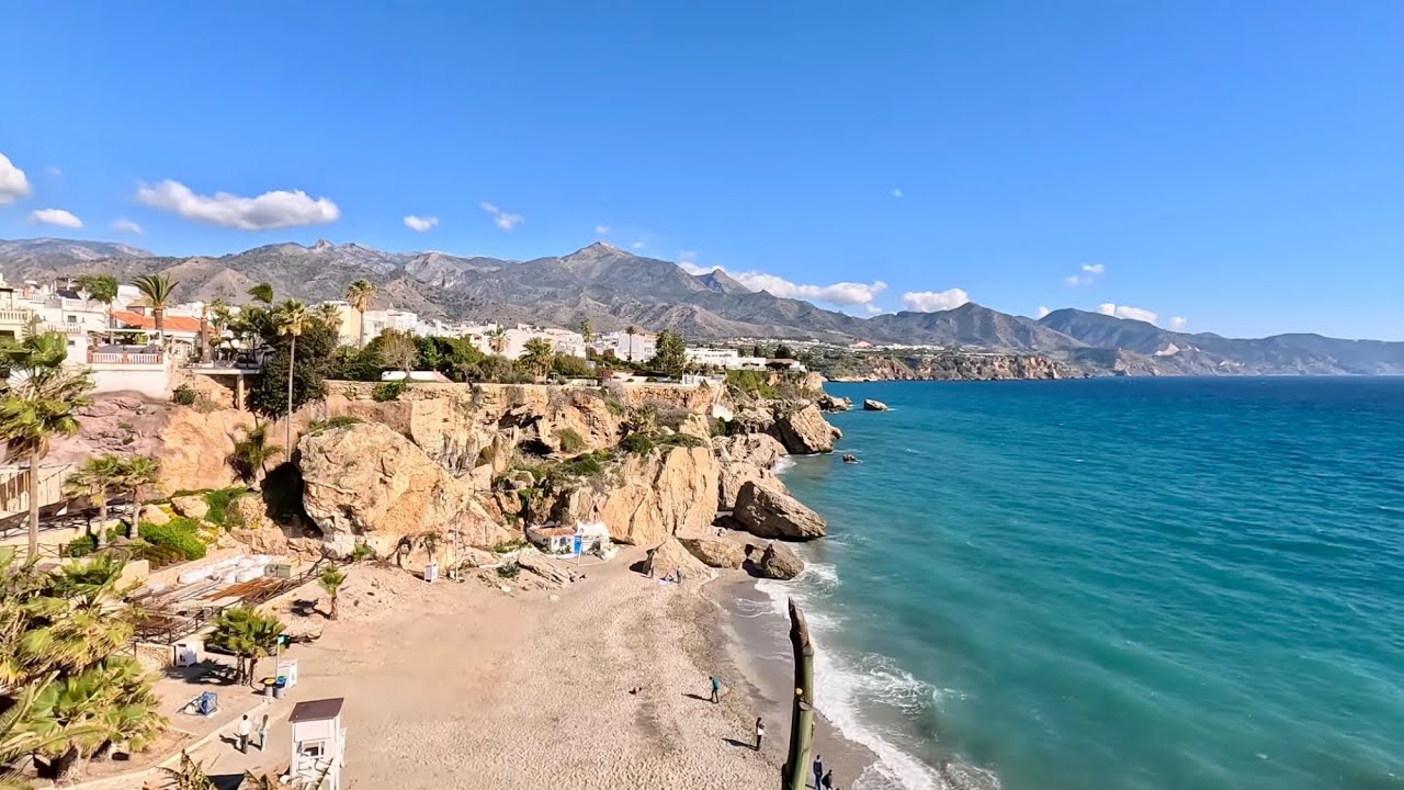 Balcón de Europa, Nerja Spain/ The Most Beautiful Travel Destination on the Costa del Sol/ 4K UHD