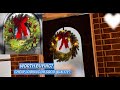 GarveeHome 24 in Christmas Wreath for Front Door, Pre-Lit LED Lights Christmas Decor with Red Bow &amp;