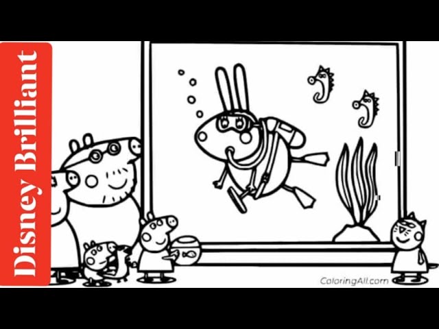 Coloring Peppa Pig & Family with Rebecca Rabbit at the Aquatic Museum 🐠💦 | Fun Coloring for Kids!