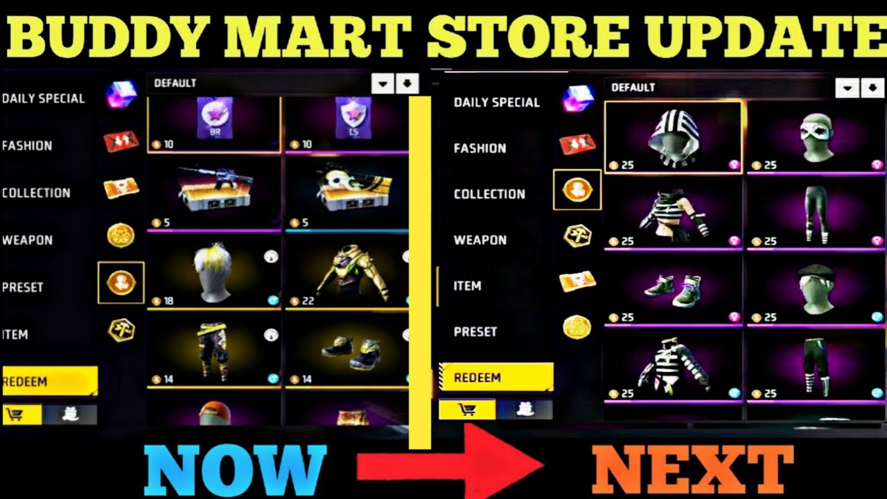 BUDDY MART STORE UPDATE 2023 | BUDDY MART STORE NEW REWARDS | FREE FIRE ...