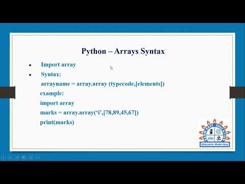 Arrays syntax in Python programming in Tamil