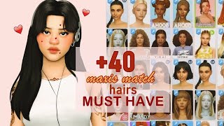 my MUST HAVE maxis match hairstyles | the sims 4 custom content haul + CC list