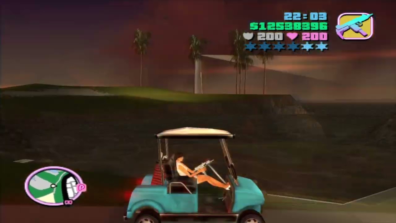 Grand Theft Auto: Vice City Running over pedestrians with golf Cart ,part 3