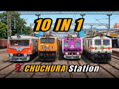 [10 in 1]Non Stop EMU + Express Train Video | Morning Rush at Chuchura
