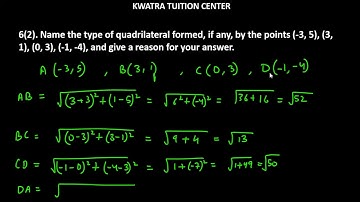 6(1). Name the type of quadrilateral formed, if any, by the points (-1, -2), (1, 0), (-1, 2), (-3, 0