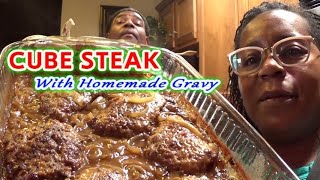 Cube Steak With Homemade Gravy | Cast Iron Skillet & Oven Baked