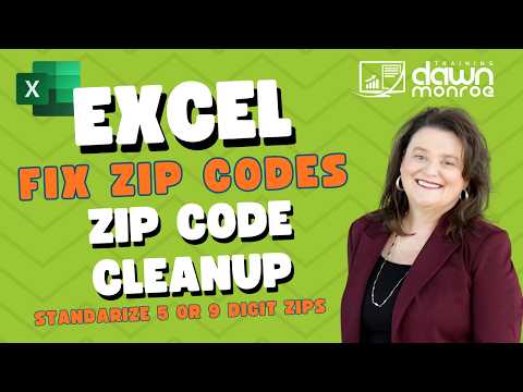 Microsoft Excel Zip Code Fix | Five Digit and Nine Digit Zips | Zip Code + 4 Format