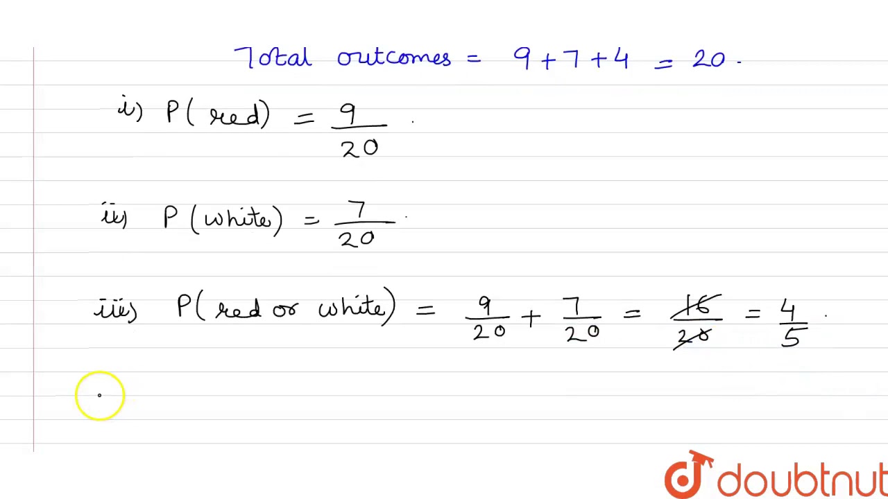 An Urn Contains 9 Red 7 White And 4 Black Balls A Ball Is Drawn At Random Find The  An Urn Contains 9 Red 7 White And 4 Black Balls A Ball Is Drawn At Random Find The