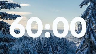 60:00 SNOW FALL WINTER TIMER with soft chime at the end! ❄️⛄ | 60-Minute Winter forest countdown