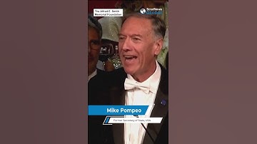 "Met zoveel geld hier, verwacht ik dat Trump binnenstormt", grapt Mike Pompeo