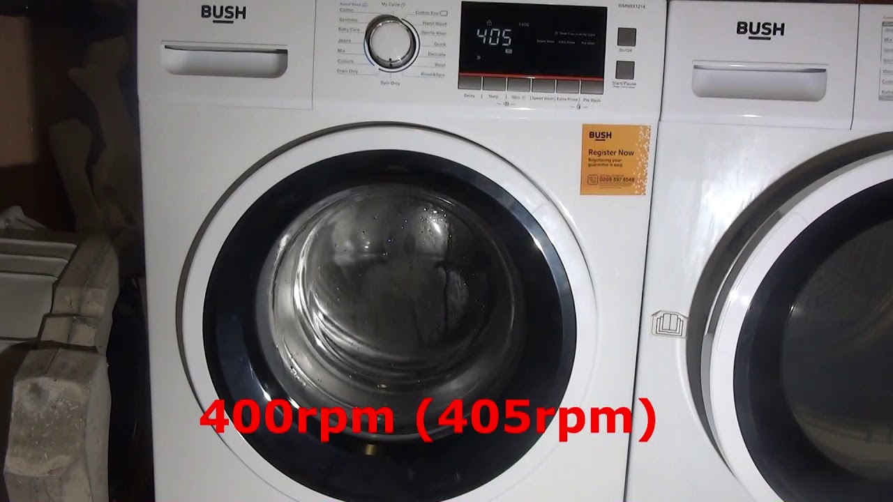 Bush 12KG WMNBX1214W Spin only cycle 1400rpm with rpm counter YouTube