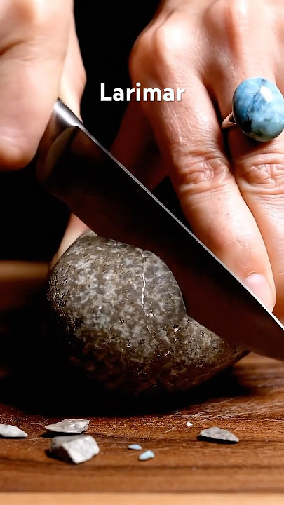 Cutting Open a Larimar Stone | Mesmerizing ASMR Crystal Reveal #shorts