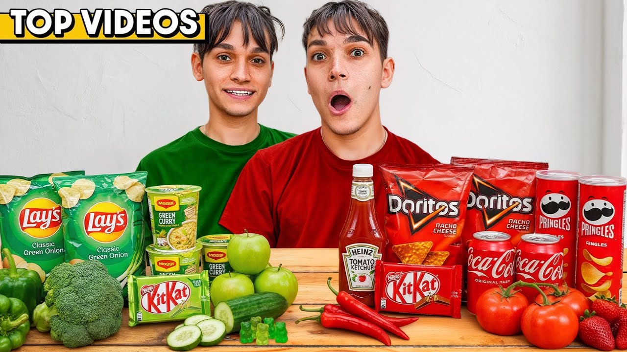 WE ATE ONLY ONE COLOR FOOD FOR 24 HOURS! | Lucas and Marcus
