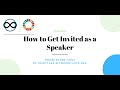 How to get invited as a speaker webinar by anirvan sen