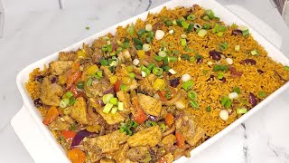 Chorizo and smoked mackerel rice with peppered pork.
