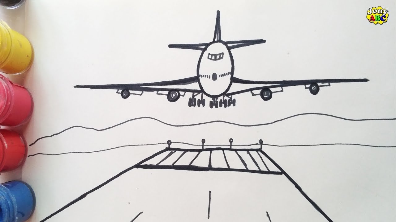 Learn how to draw boeing 747 landing Aeroplane| Drawing simple plane ...