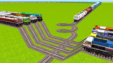 NINE TRAINS IMPOSSIBLE CROSSING ON SPRING RAILROAD AND DOWN RAILROAD TRACKS|▶️ Train simulator|