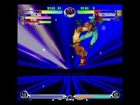 MvC2 Dhalsim 73% short unfly combo to midscreen yoga strike