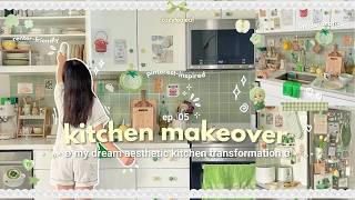 AESTHETIC KITCHEN MAKEOVER 🍏🌿 pinterest inspired, diy decor, organization, whimsy transformation