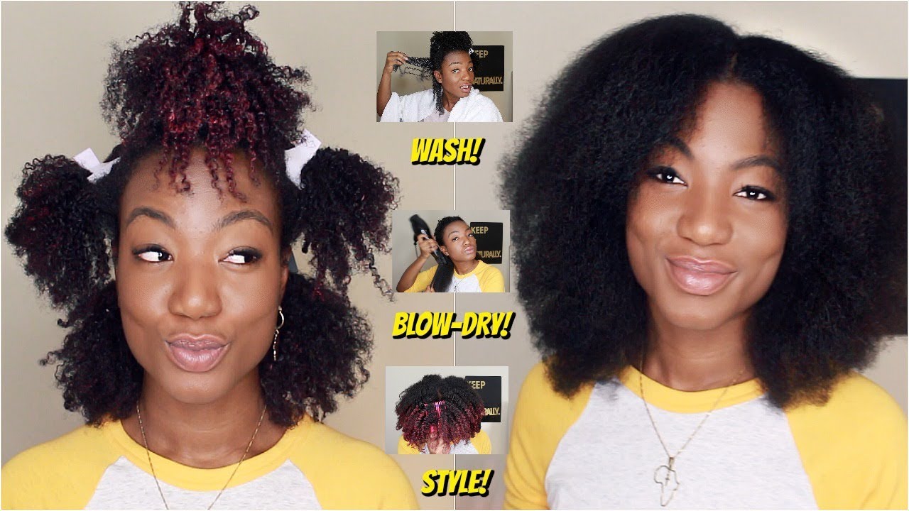 Watch Me Wash, Blow Dry, and Style My Natural Hair! - YouTube