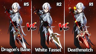 Arlecchino - White Tassel VS Dragon's Bane VS Deathmatch | Which weapon is BEST? | Genshin Impact