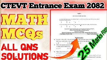 CTEVT Entrance Exam Math Model Questions  2081 Ko Full Solutions 🤓 2082 HA,Pharmacy, PCL Nursing