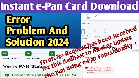 How To Solution Instant e-Pan card । Error: No Request has been Received for this Aadhaar to allot।