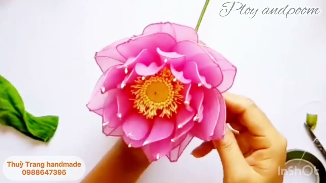 #76 Hướng Dẫn Làm Hoa Sen Bằng Vải Voan | How to make Lotus Nylon Stocking Flowers