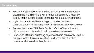 Celebrity DisCont: Self-Supervised Visual Attribute Disentanglement using Context Vectors Profile