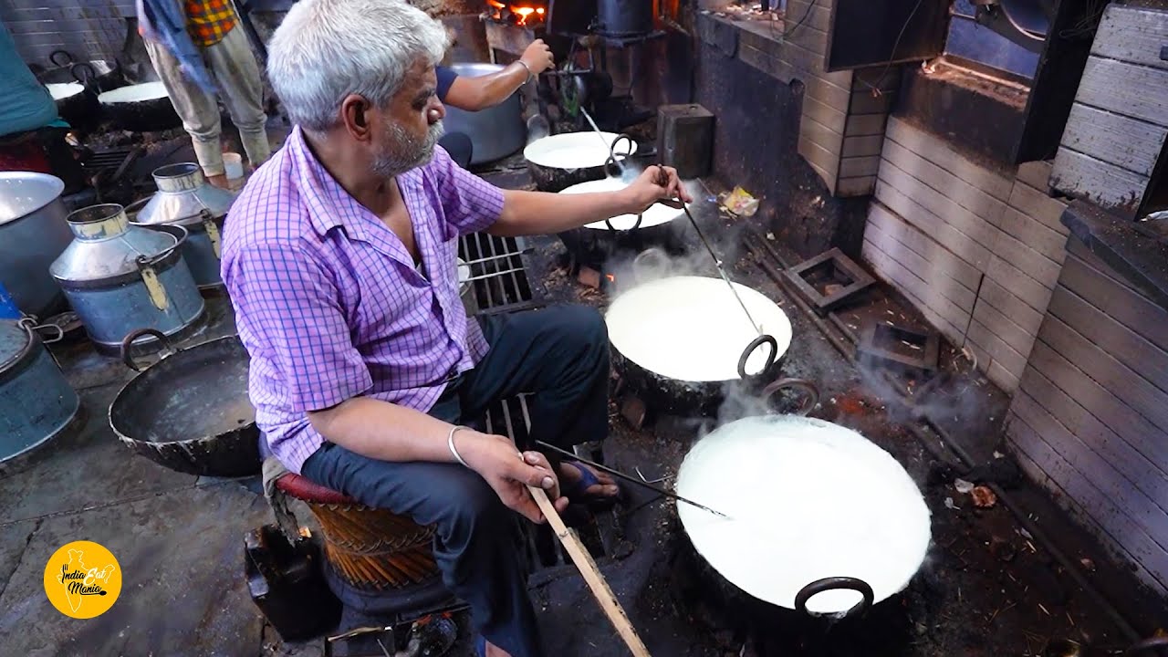 Daily 500ltr Lachha Rabdi Making In Jaipur Rs. 50/- Only l Jaipur Street Food | INDIA EAT MANIA