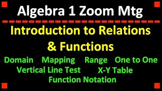 Introduction to Relations & Functions in Algebra 1 Including Function Notation