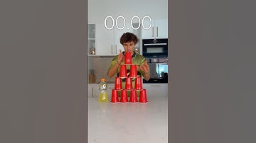 WHO IS THE FASTEST!? 😳😅 CUP STACKING + BOTTLE FLIP #challenge #shorts