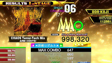 [DDR A20] CHAOS Terror-Tech Mix [Single-CHALLENGE] 998,320 OneGreat by DDR-KOJI
